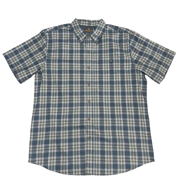 Ridge Cut Button‎ Down Shirt Size Medium Short Sleeve Casual Blue ToughWear - Picture 1 of 5